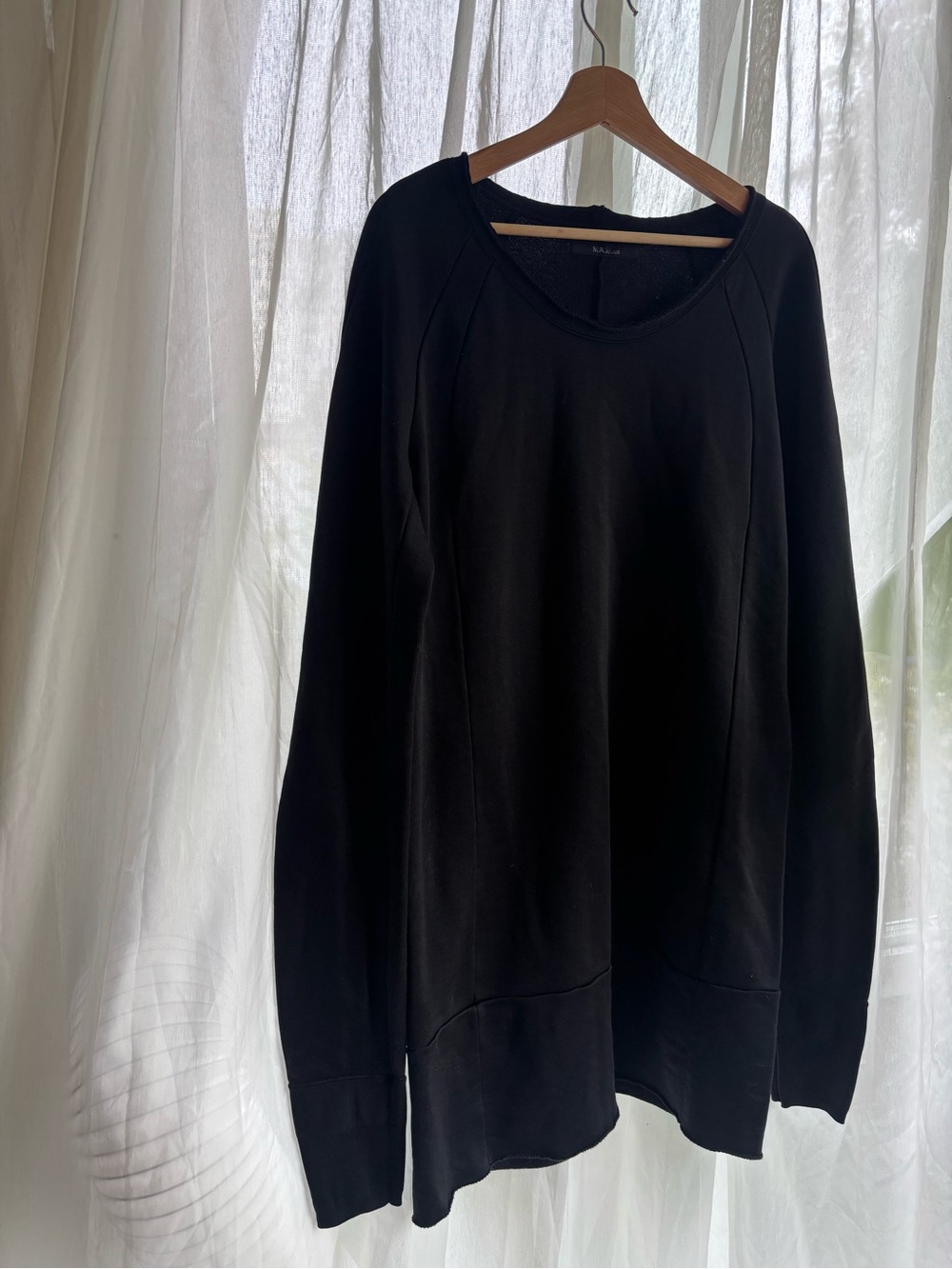 MA_JULIUS Black Tunic Crewneck Sweatshirt